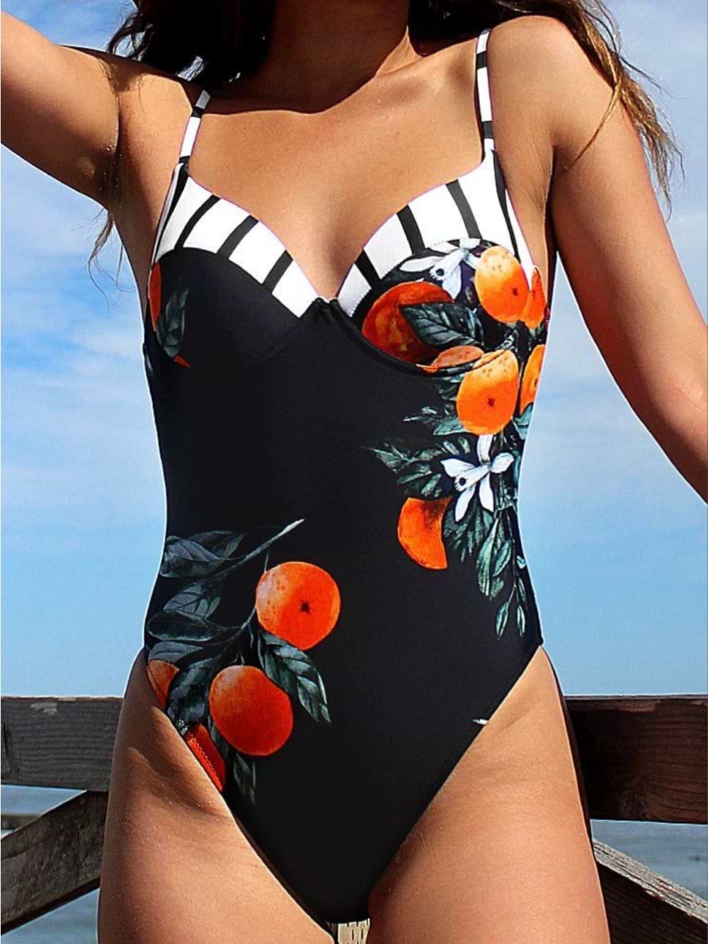 Cupshe Orange Angel Print One-piece Swimsuit S